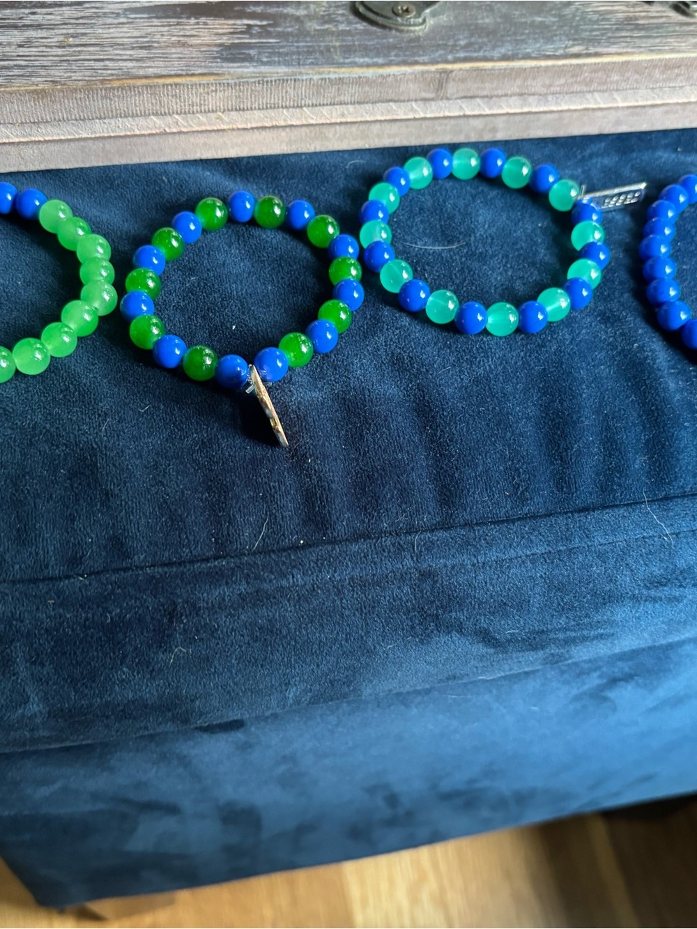 Kids Beaded Stretch Bracelet - Blue & Green
